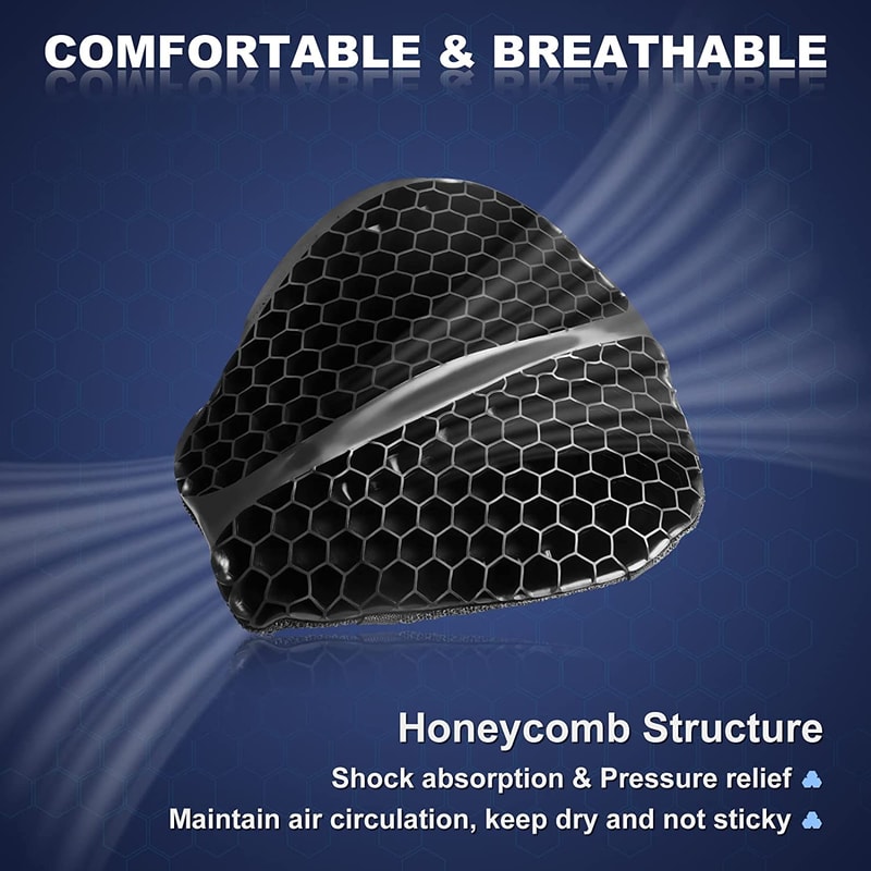 Foldable Motorcycle Gel Seat Cushion Honeycomb Shock Absorbing Breathable Seat Pad For Maximum Comf 2