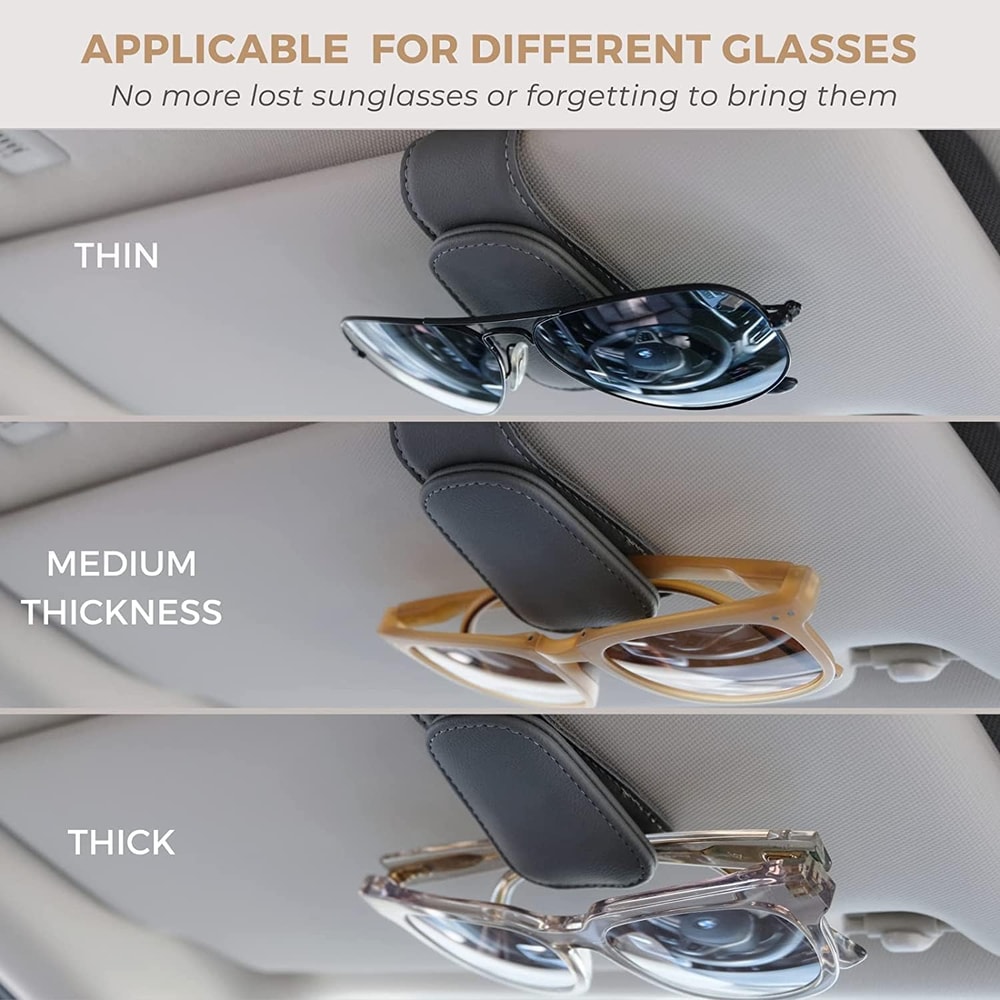 Magnetic Leather Sunglass Holder For Car Visor Eyeglass Clip Mount 2