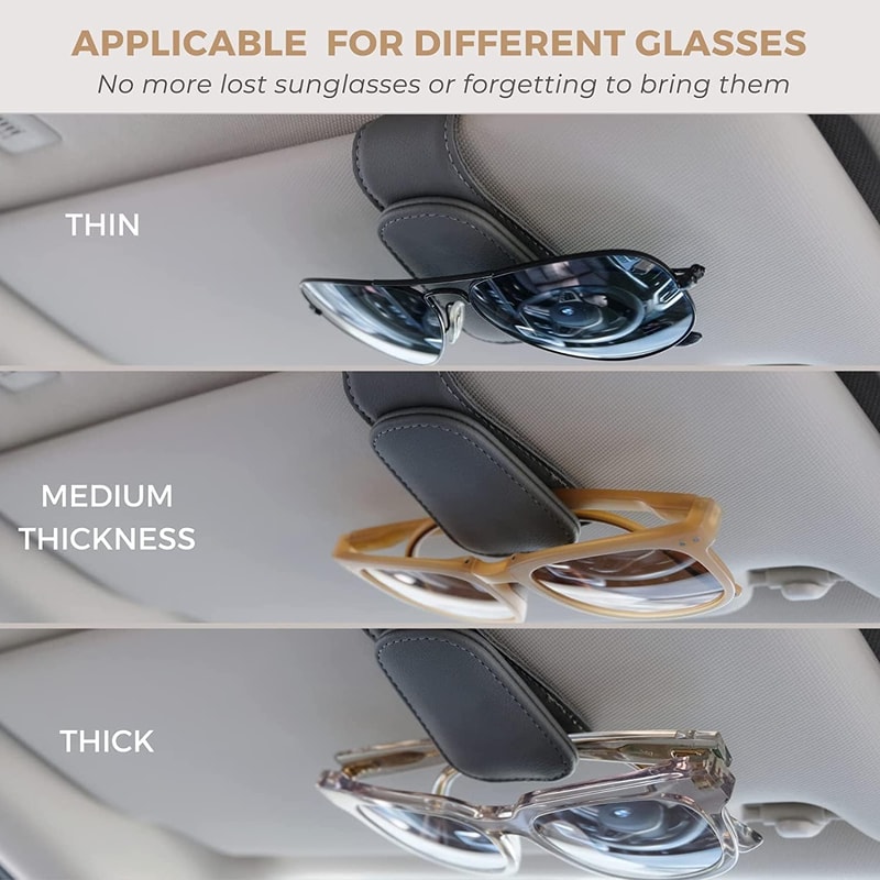 Magnetic Leather Sunglass Holder For Car Visor Eyeglass Clip Mount 2