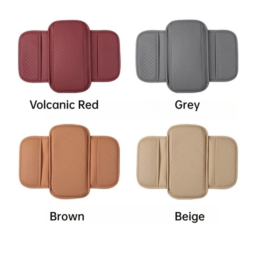 Premium Car Armrest Cushion Wear Resistant PU Leather Auto Center Console Pad With Storage 1