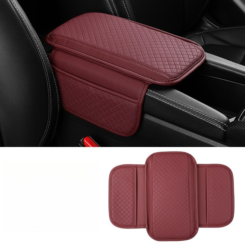 Premium Car Armrest Cushion Wear Resistant PU Leather Auto Center Console Pad With Storage 0