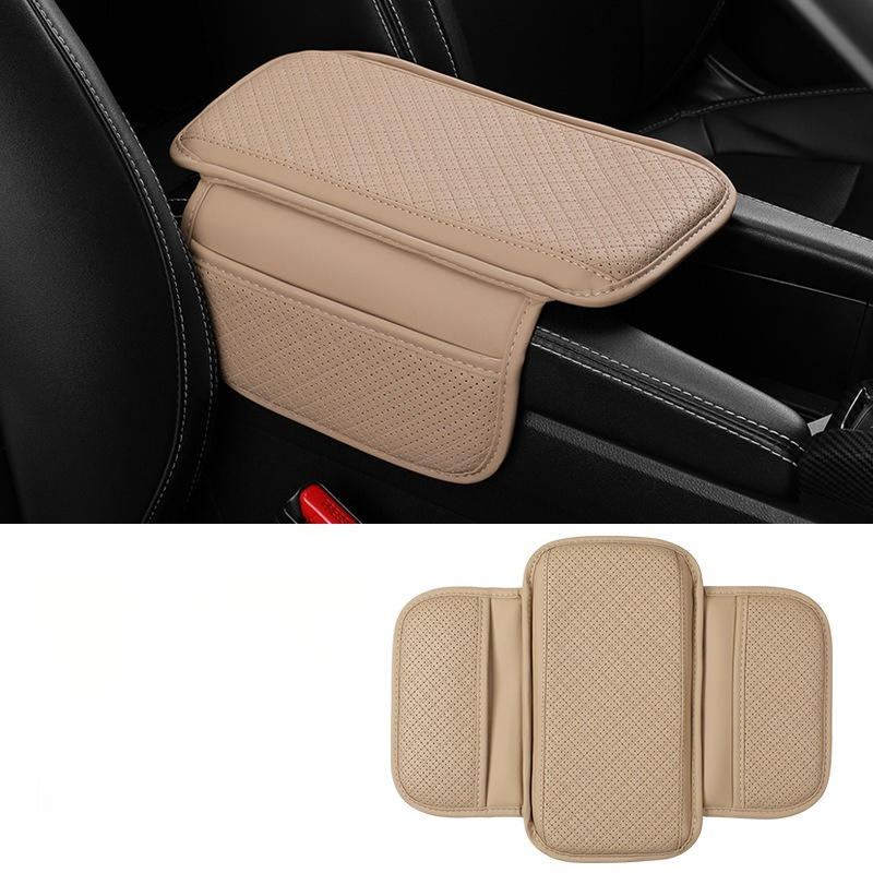Premium Car Armrest Cushion Wear Resistant PU Leather Auto Center Console Pad With Storage 3