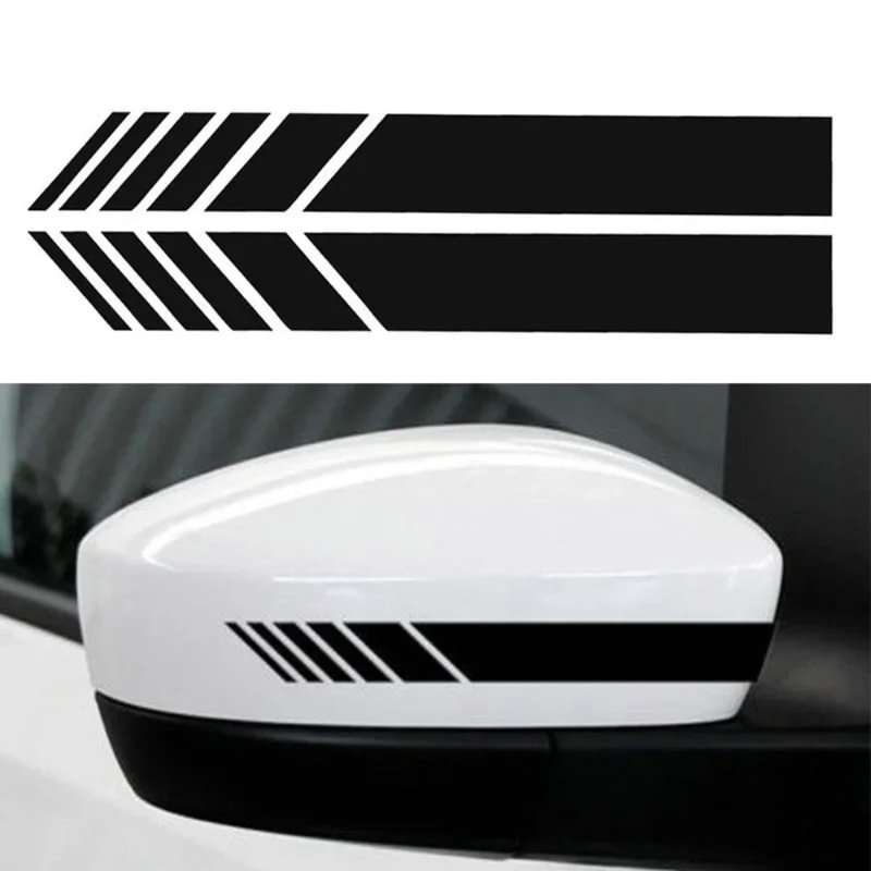Premium Car Side Stripe & Rearview Mirror Graphic Decal Set DIY Auto Body Styling Stripes