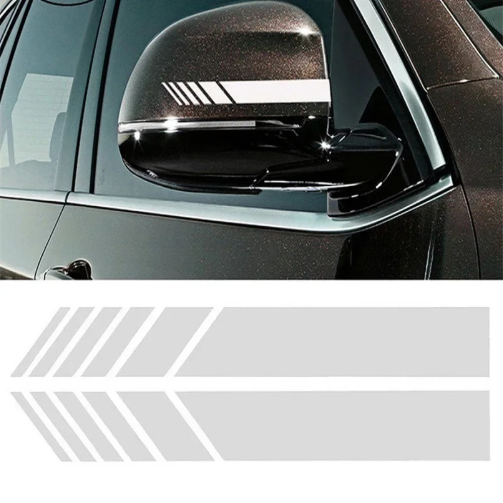 Premium Car Side Stripe & Rearview Mirror Graphic Decal Set DIY Auto Body Styling Stripes