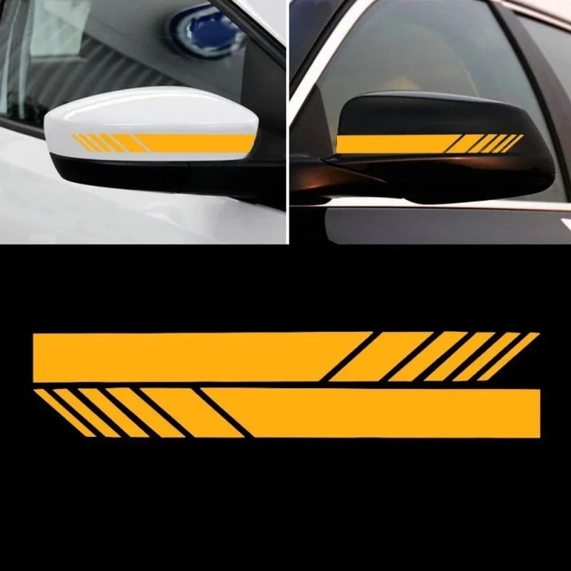 Premium Car Side Stripe & Rearview Mirror Graphic Decal Set DIY Auto Body Styling Stripes