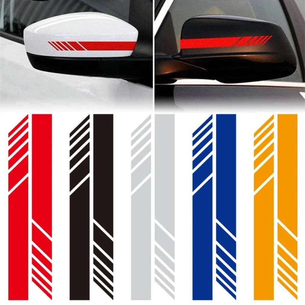 Premium Car Side Stripe & Rearview Mirror Graphic Decal Set DIY Auto Body Styling Stripes