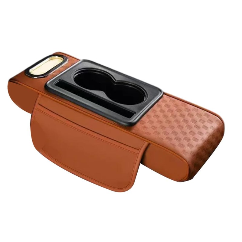 Universal Car Armrest Cushion With Cup Holder Tissue Box Multifunctional PU Leather Center Console 3