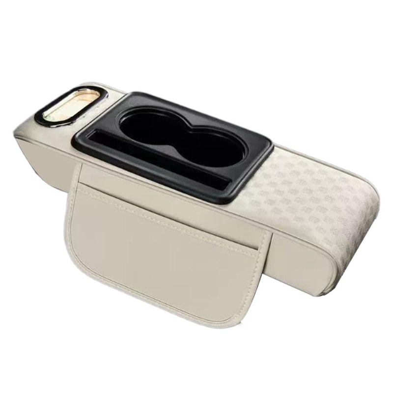 Universal Car Armrest Cushion With Cup Holder Tissue Box Multifunctional PU Leather Center Console 5