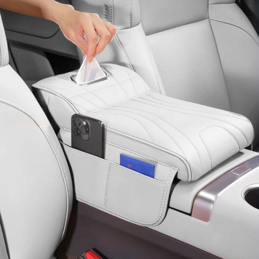 Premium Memory Foam Armrest Booster Pad With Storage Pocket Universal Car Interior Comfort Cushion 0