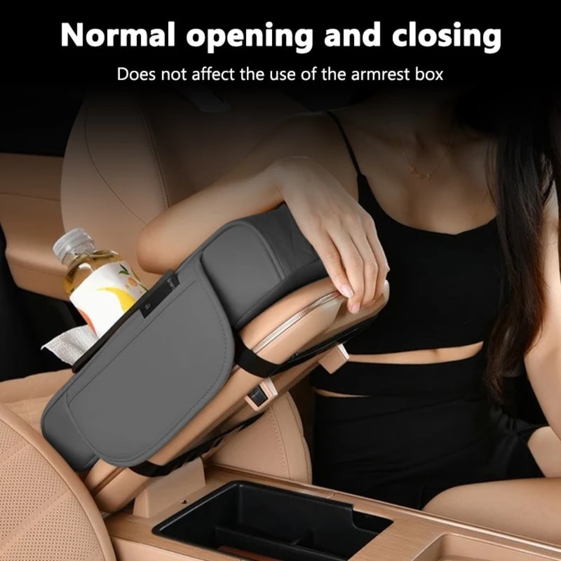 Premium Universal Car Armrest Cushion With Cup Holders Comfort PU Leather Center Console Armrest Pa 1