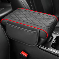 universal car armrest cushion pad with leather cover & storage pocket