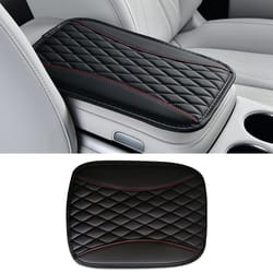 premium leather armrest pad diamond quilted car armrest cover & center console protector with comfort