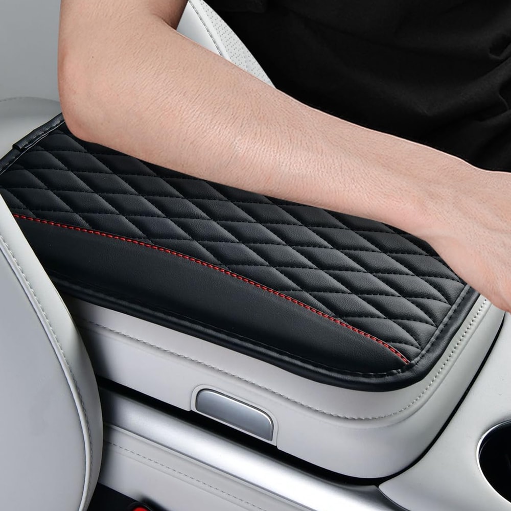 Premium Leather Armrest Pad Diamond Quilted Car Armrest Cover Center Console Protector With Comfor 1