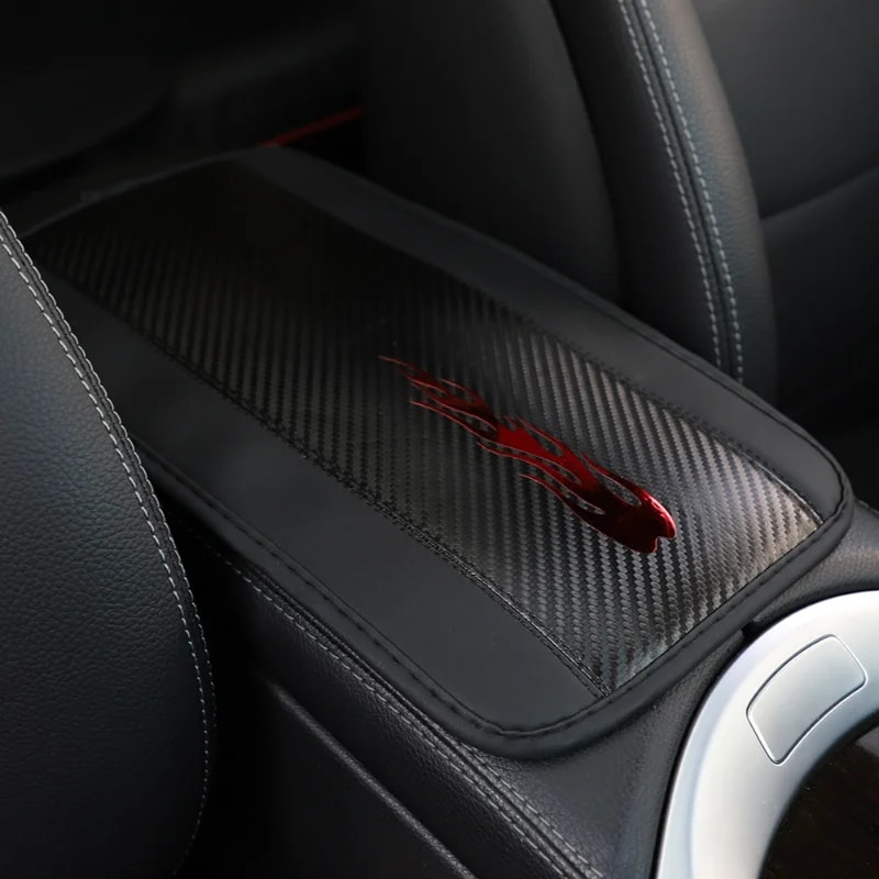 Universal Car Armrest Cover PU Leather Center Console Cushion with Wave Stitch Comfort Pad