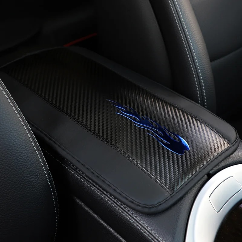 Universal Car Armrest Cover PU Leather Center Console Cushion with Wave Stitch Comfort Pad