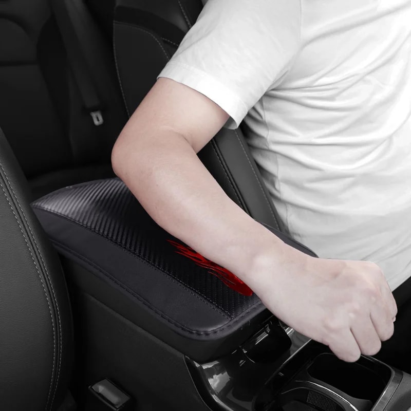 Universal Car Armrest Cover PU Leather Center Console Cushion with Wave Stitch Comfort Pad