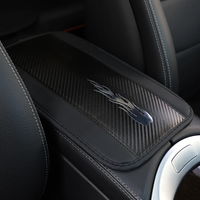 Universal Car Armrest Cover PU Leather Center Console Cushion with Wave Stitch Comfort Pad