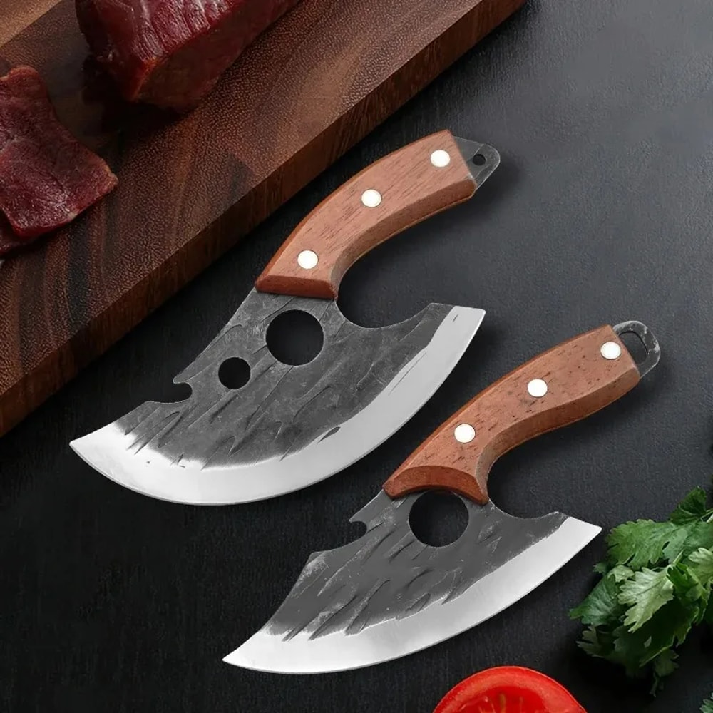 Forged Meat Cleaver Boning Knife With Sheath And Bottle Opener 0