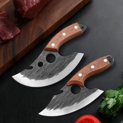 forged meat cleaver boning knife with sheath and bottle opener