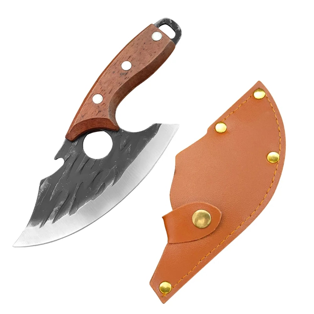 Forged Meat Cleaver Boning Knife With Sheath And Bottle Opener 3