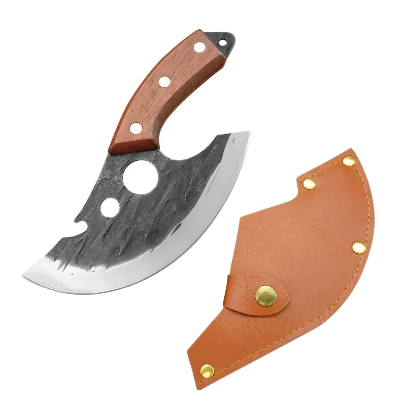 Forged Meat Cleaver Boning Knife With Sheath And Bottle Opener 4