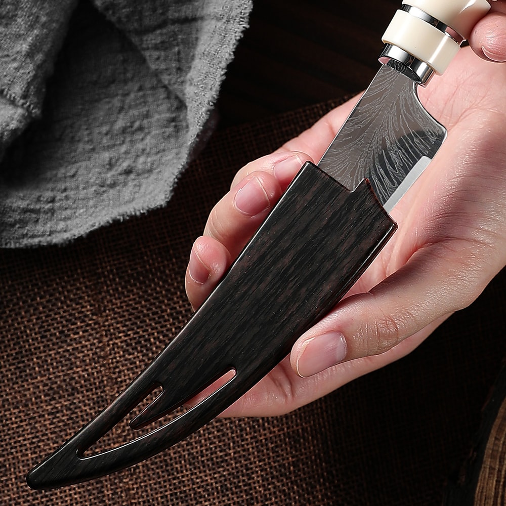 Sharp Damascus Boning Knife With Curved Blade