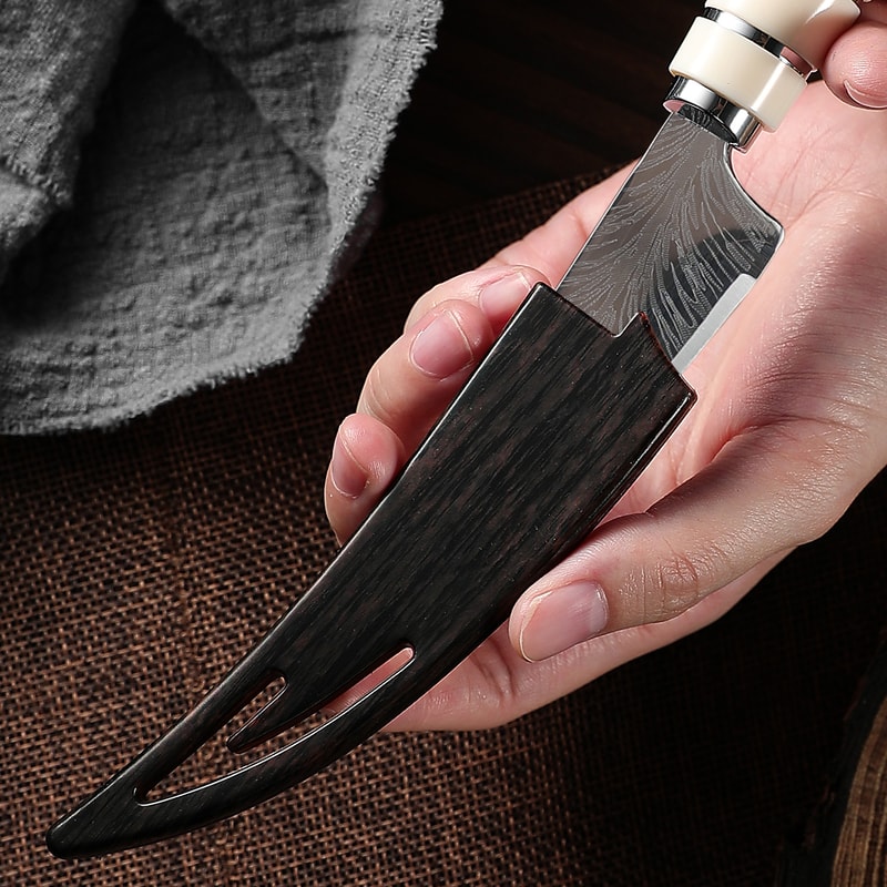 Sharp Damascus Boning Knife With Curved Blade