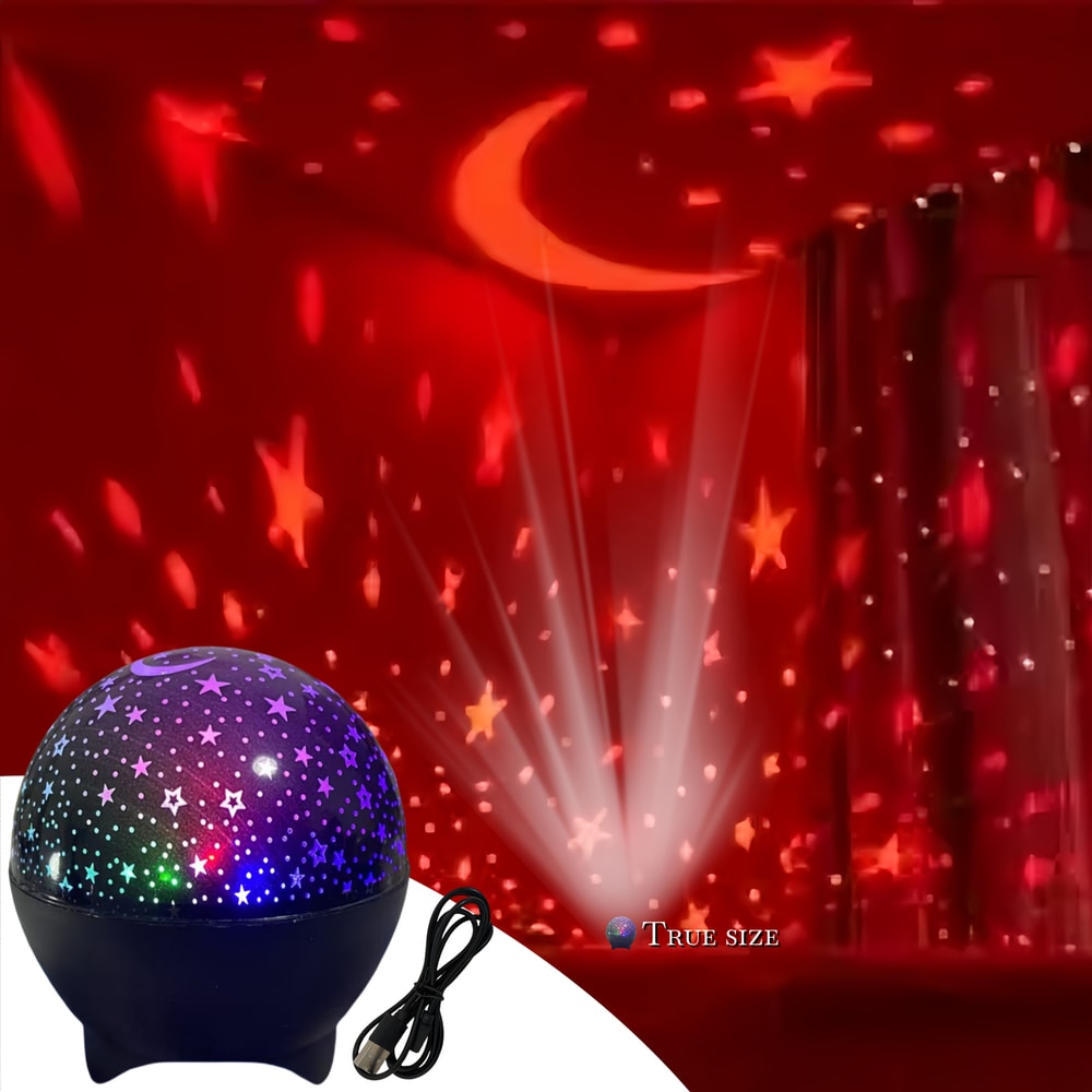 Starry Sky LED Moon Projector USB Night Light for Kids Rooms and Parties