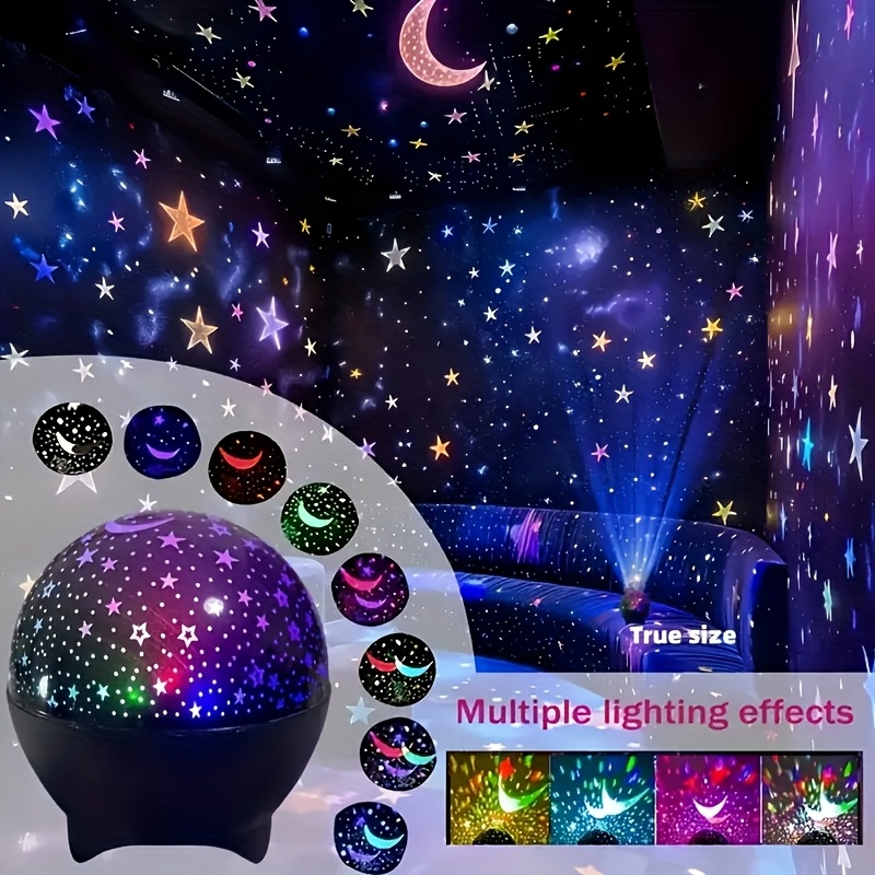 Starry Sky LED Moon Projector USB Night Light for Kids Rooms and Parties