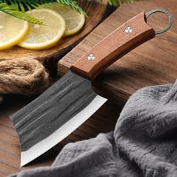 stainless steel cleaver knife with wooden handle for meat fish and vegetables