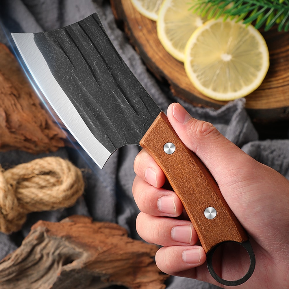 Stainless Steel Cleaver Knife With Wooden Handle For Meat Fish And Vegetables 2