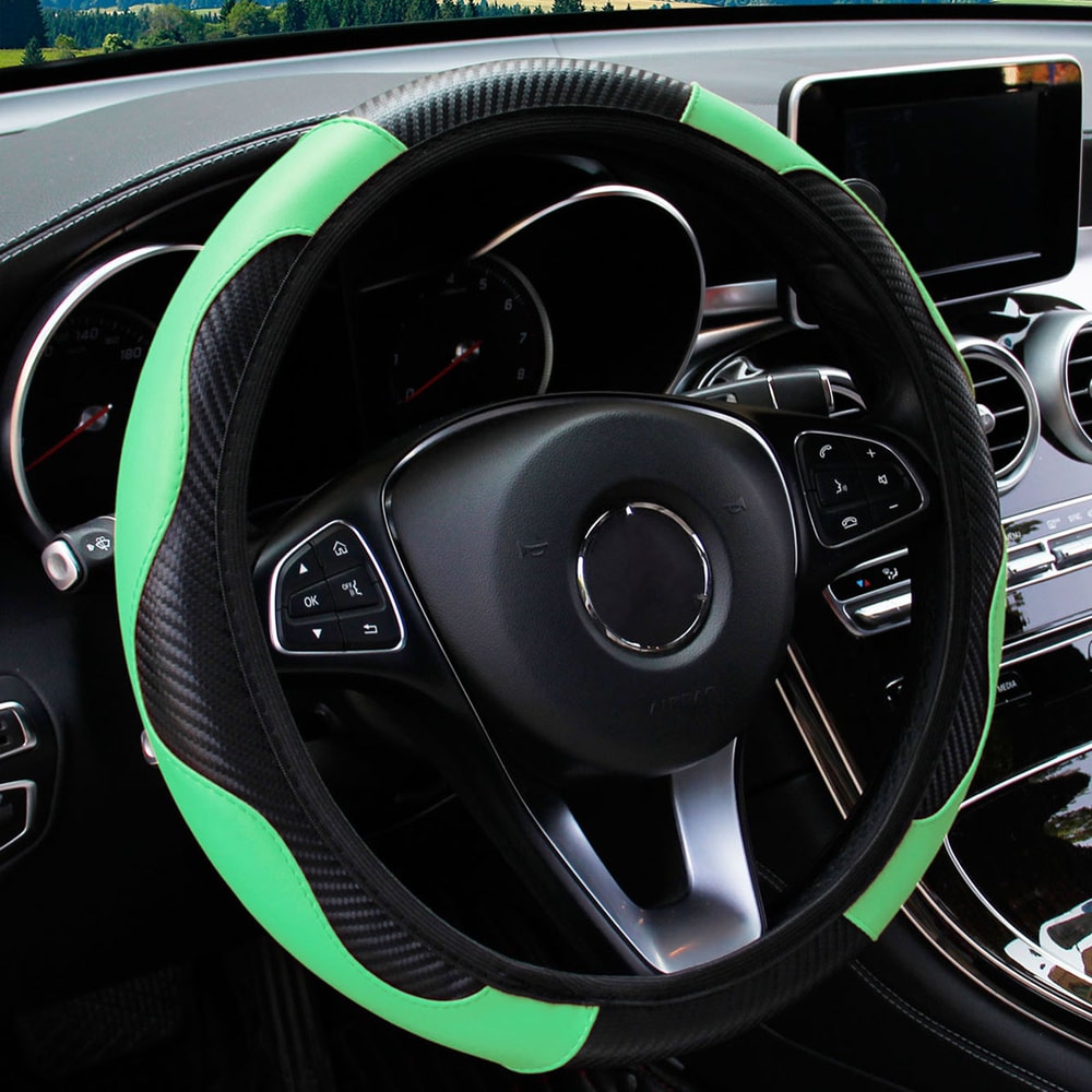 Carbon Fiber PU Leather Steering Wheel Cover Anti Slip Grip 13