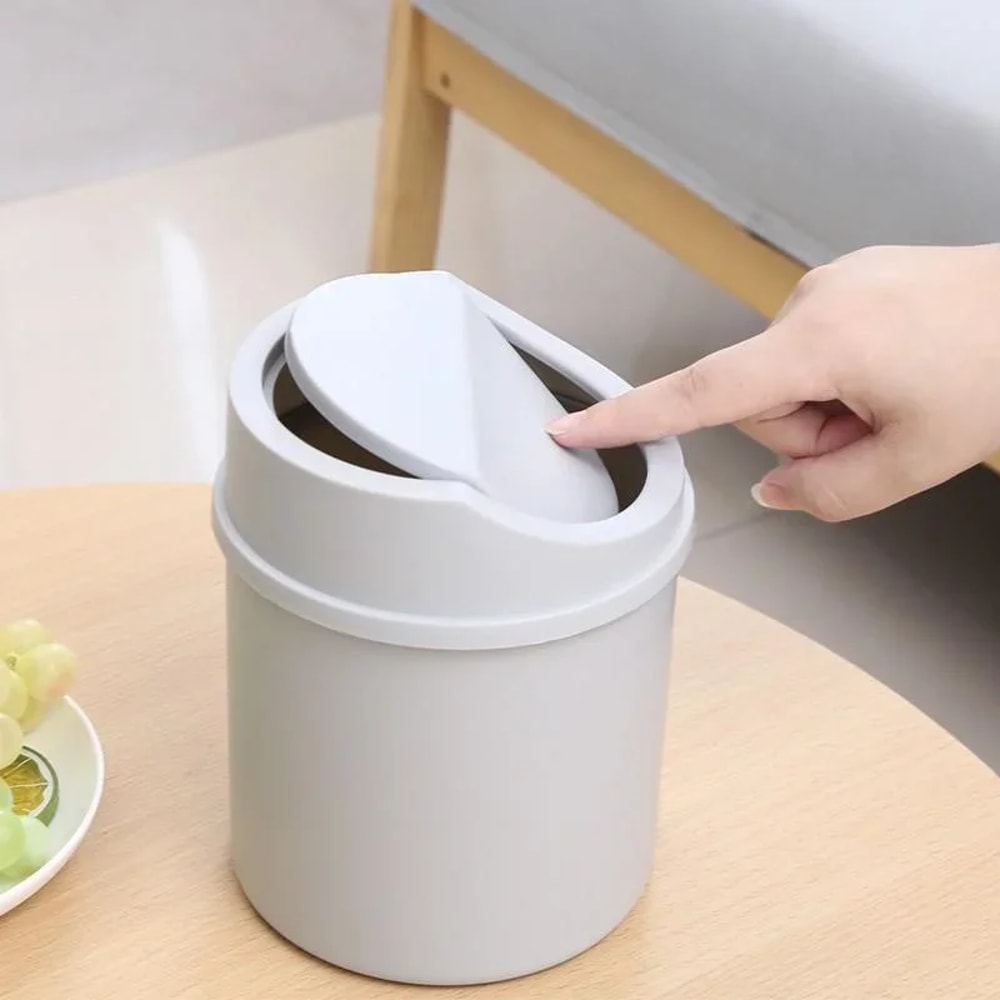 Mini Desktop Trash Can with Lid for Desk Bedroom Vanity