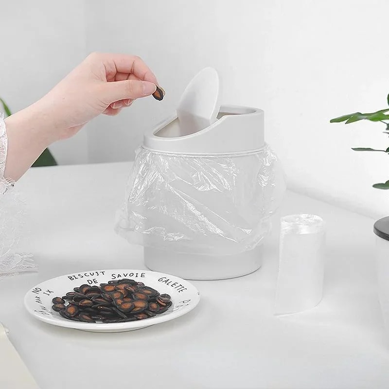 Mini Desktop Trash Can with Lid for Desk Bedroom Vanity