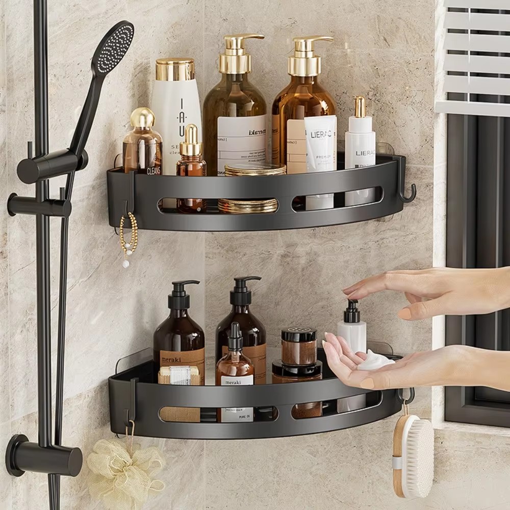 No Drill Adhesive Shower Caddy Corner Bathroom Organizer 0
