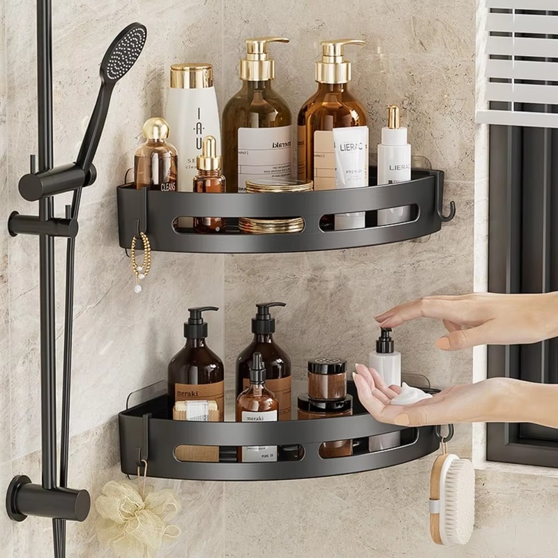 No Drill Adhesive Shower Caddy Corner Bathroom Organizer 0