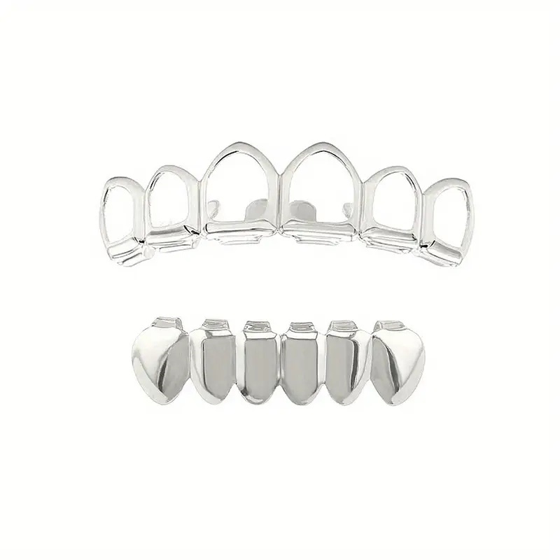 Hip Hop Teeth Grillz Set Stylish Six Tooth Lower Teeth Ornaments for Stage, Festival & Party