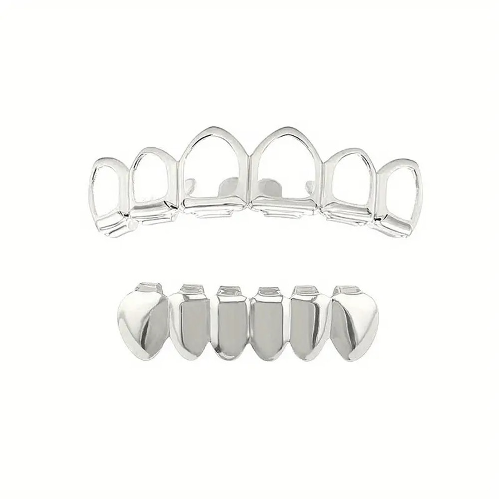 Hip Hop Teeth Grillz Set Stylish Six Tooth Lower Teeth Ornaments for Stage, Festival & Party