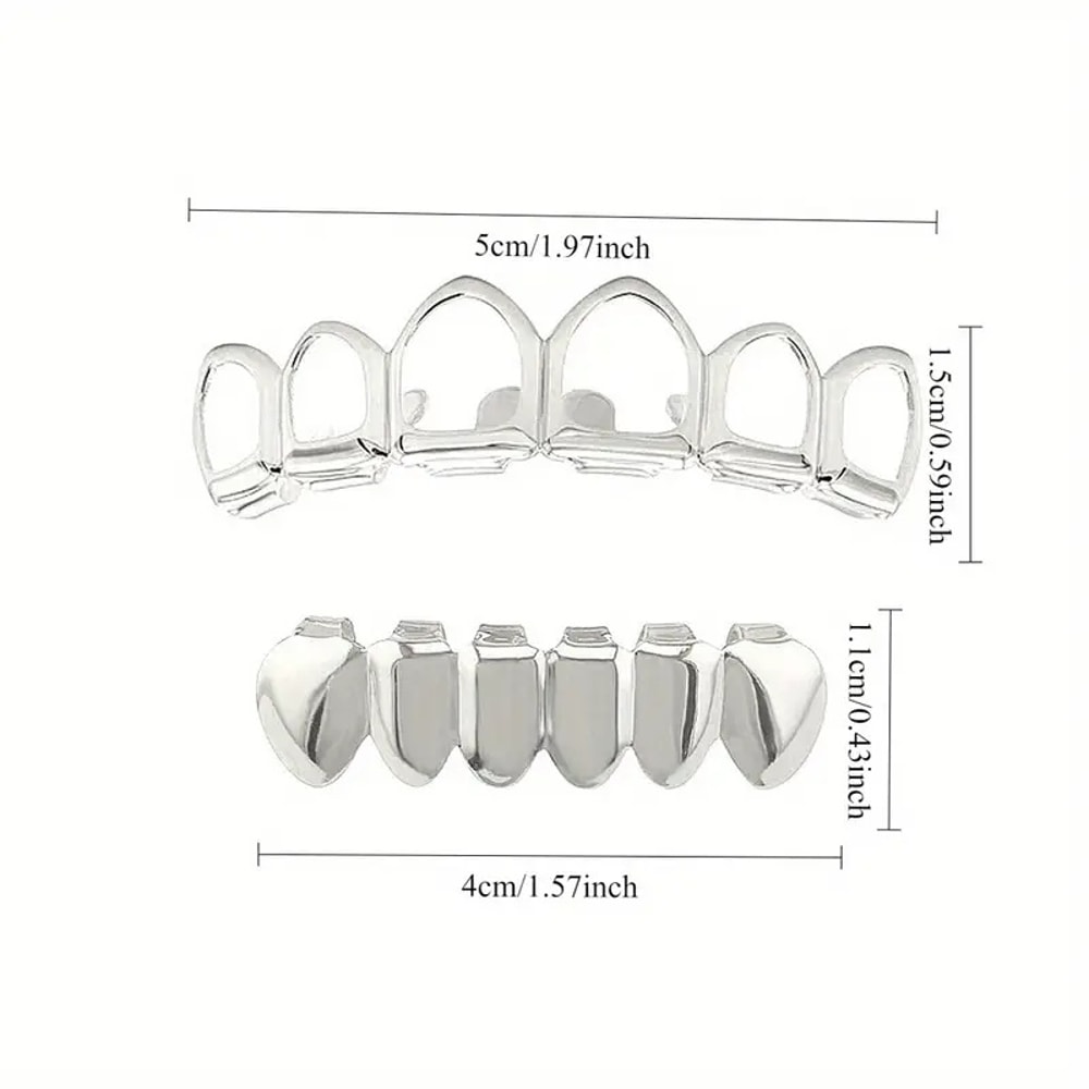 Hip Hop Teeth Grillz Set Stylish Six Tooth Lower Teeth Ornaments for Stage, Festival & Party