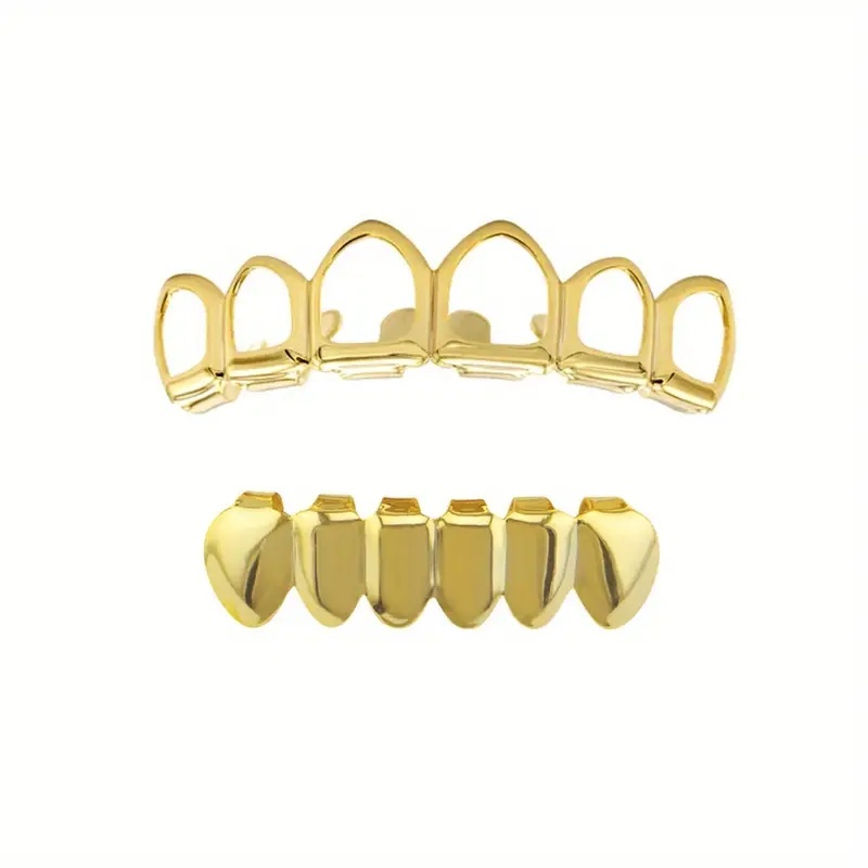 Hip Hop Teeth Grillz Set Stylish Six Tooth Lower Teeth Ornaments for Stage, Festival & Party