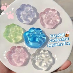 kawaii cat paw squishy stress relief toy set soft glitter claw squeeze