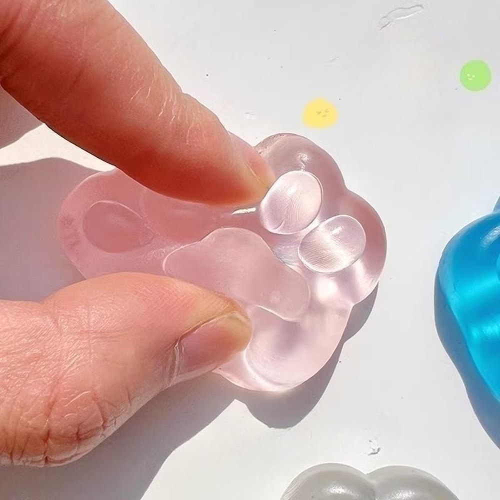 Kawaii Cat Paw Squishy Stress Relief Toy Set Soft Glitter Claw Squeeze