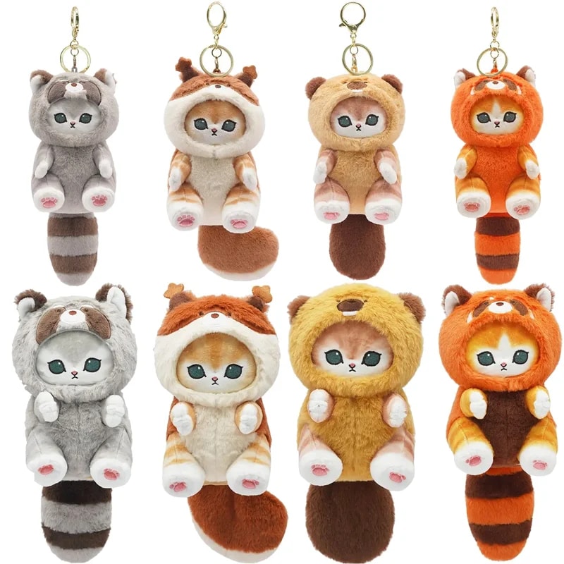 Kawaii Shark Cat Plush Keychain Cute Cartoon Backpack Charm Toy