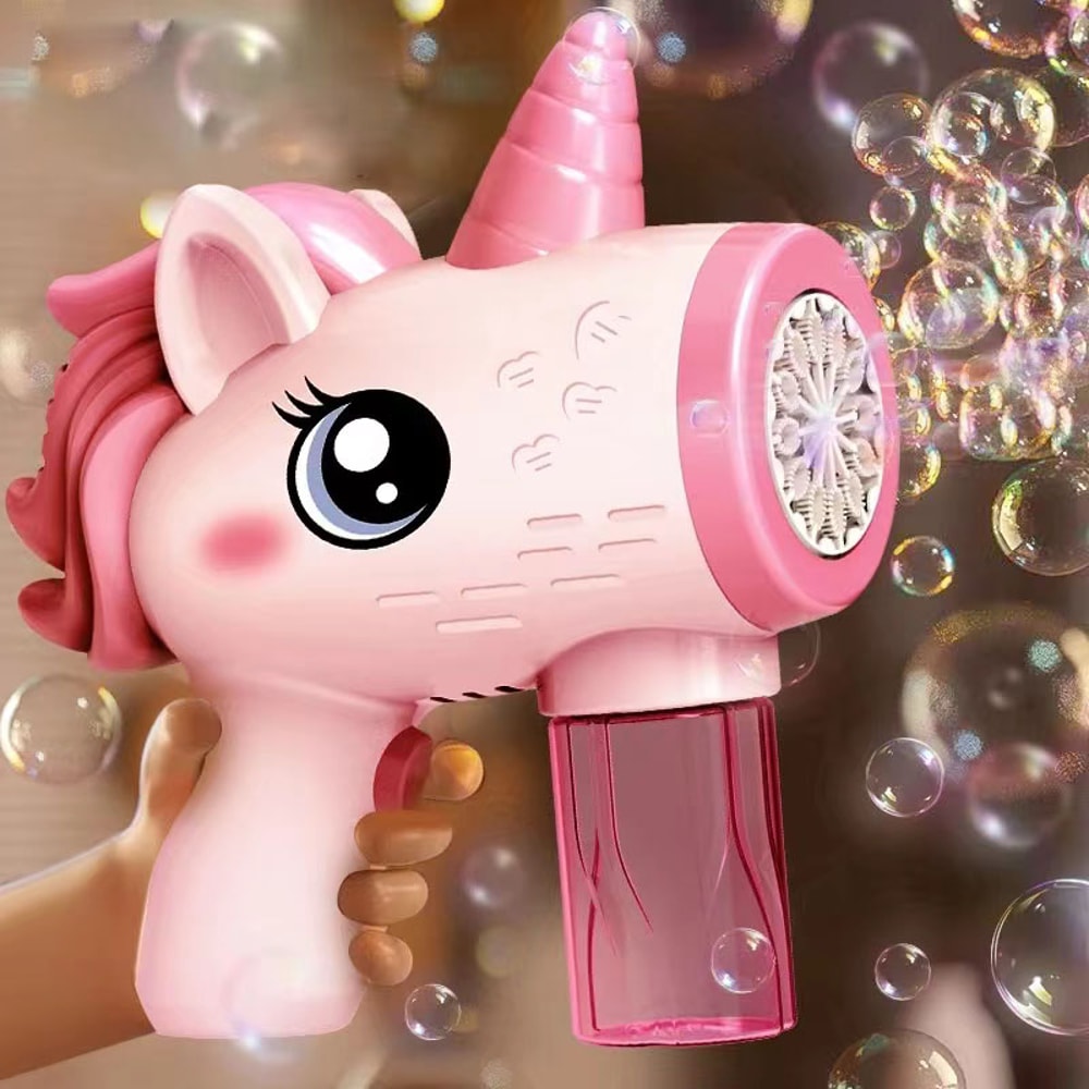 Magical Unicorn Bubble Gun Automatic Bubble Machine For Kids Outdoor Fun 0