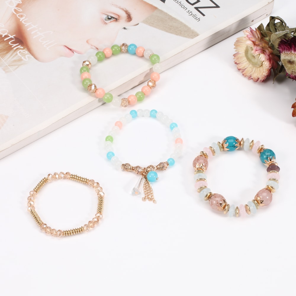 Bohemian Multilayered Bead Bracelets for Women with Charm Pendant