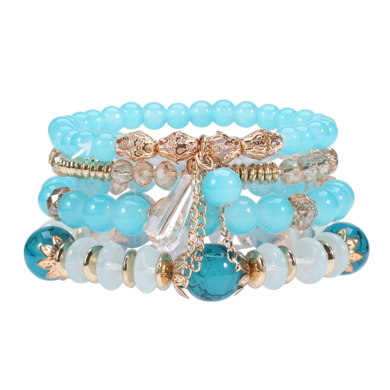 Bohemian Multilayered Bead Bracelets for Women with Charm Pendant