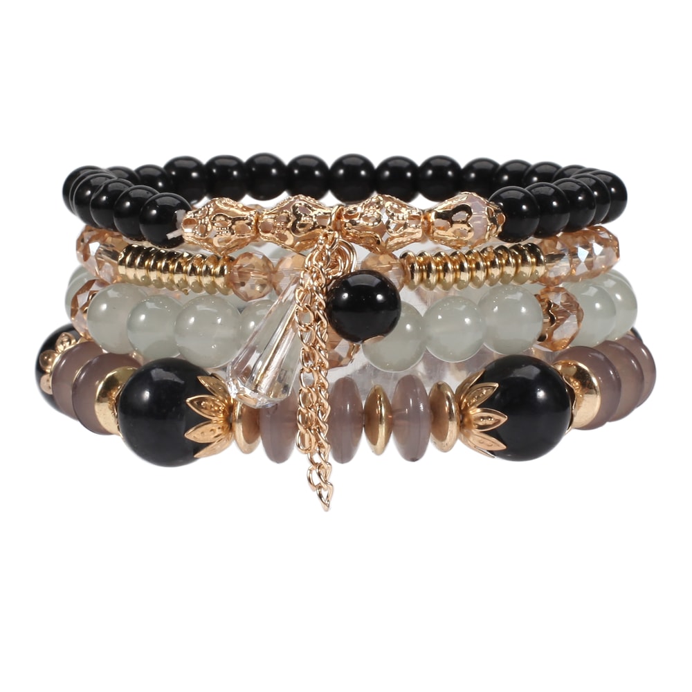 Bohemian Multilayered Bead Bracelets for Women with Charm Pendant