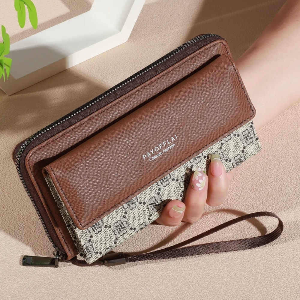 Classic Double Layer Mens Faux Leather Wallet with Zippered Card Wallet Design