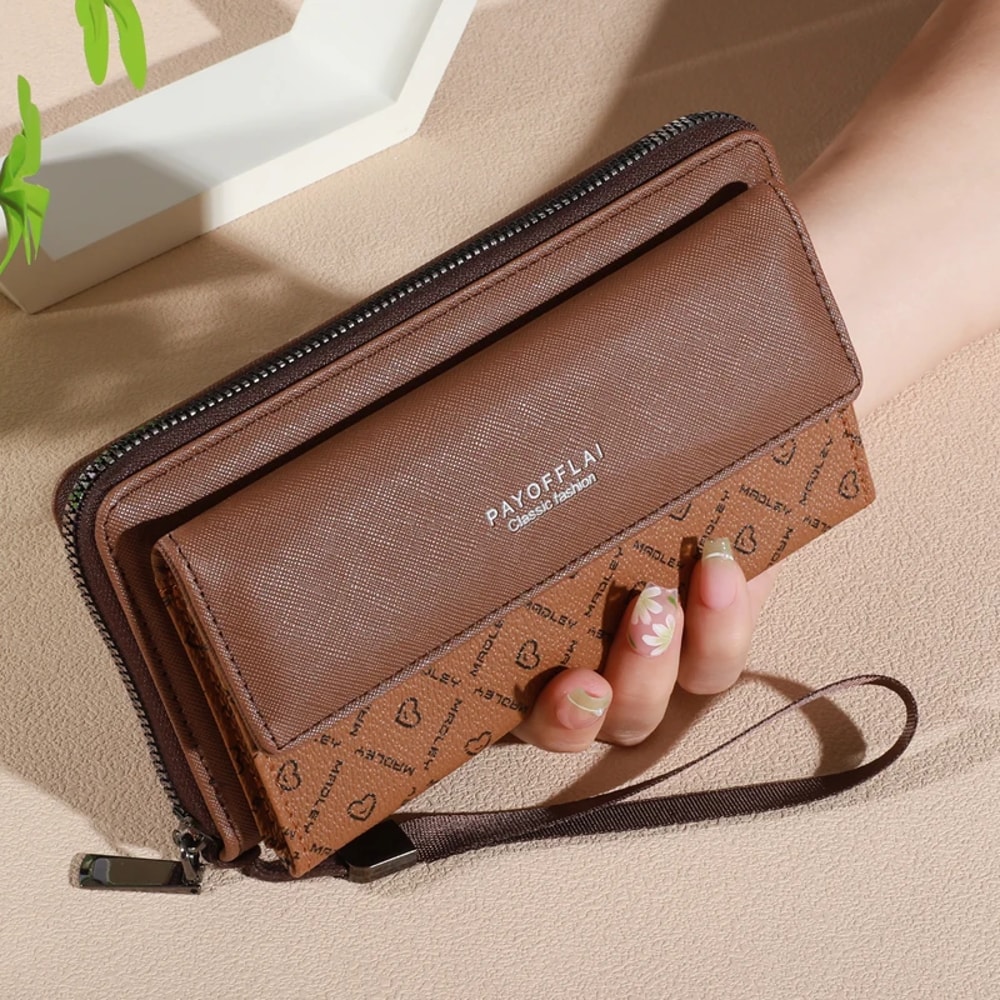 Classic Double Layer Mens Faux Leather Wallet with Zippered Card Wallet Design
