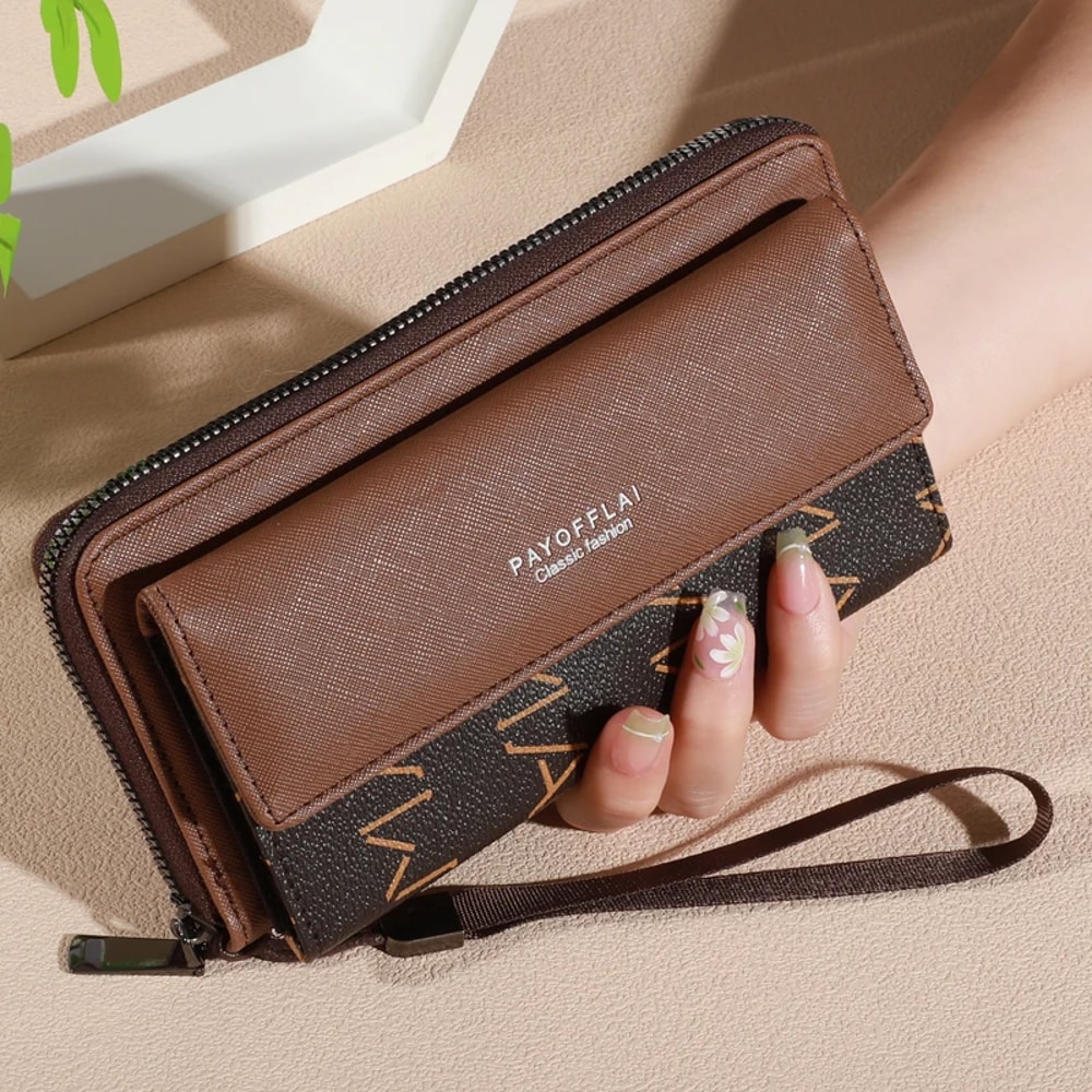 Classic Double Layer Mens Faux Leather Wallet with Zippered Card Wallet Design